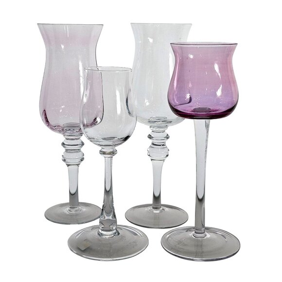 Unique Mix Other - vtg assorted crystal candle holders lot/4 votive glass holders wedding decor tab